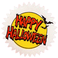 sticker that says Happy Halloween