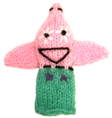 hand knit Patrick Star finger puppet