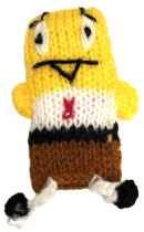 hand knit Spongebob Squarepants finger puppet